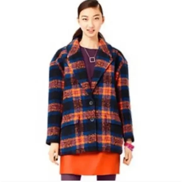 Kate Spade Saturday Flap Brushed Plaid Jacket - Picture 8 of 8